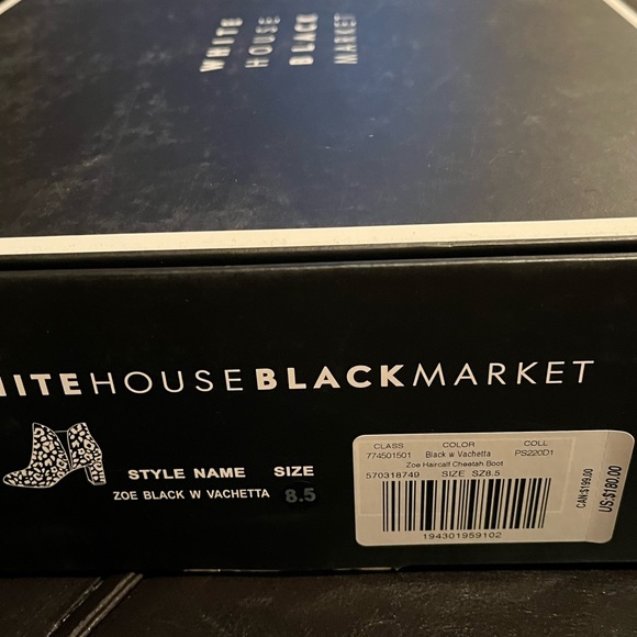 WHBM Animal Print Cheetah Haircalf Ankle Bootie Zoe Black W Vachetta - Picture 4 of 5